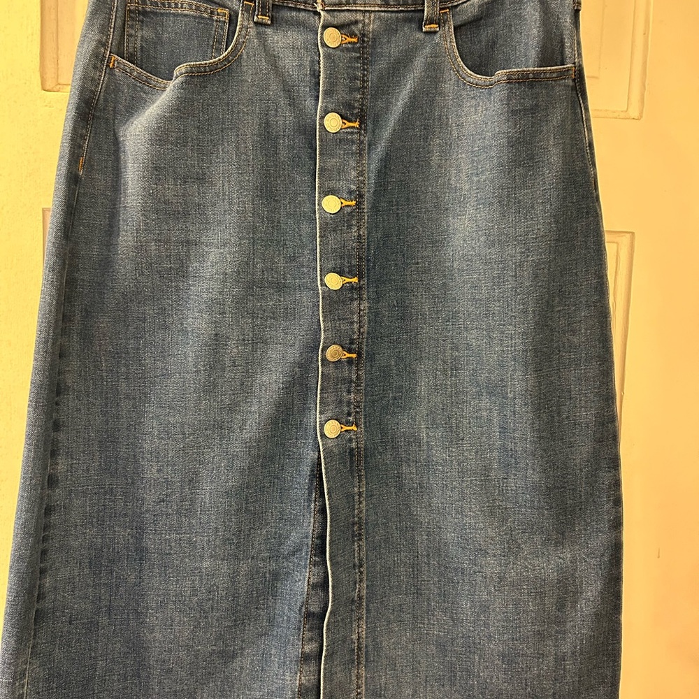 Banana Republic Blue Denim Button-Front Skirt